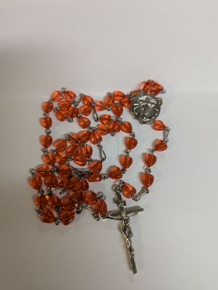 Picture of With chain and red plastic heart-shaped bead / Metal cross